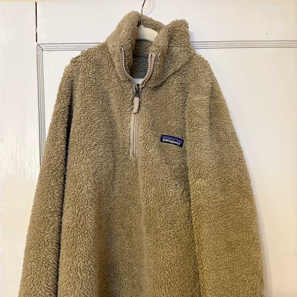 Patagonia Quarter Zip Tan Teddy Fleece Small